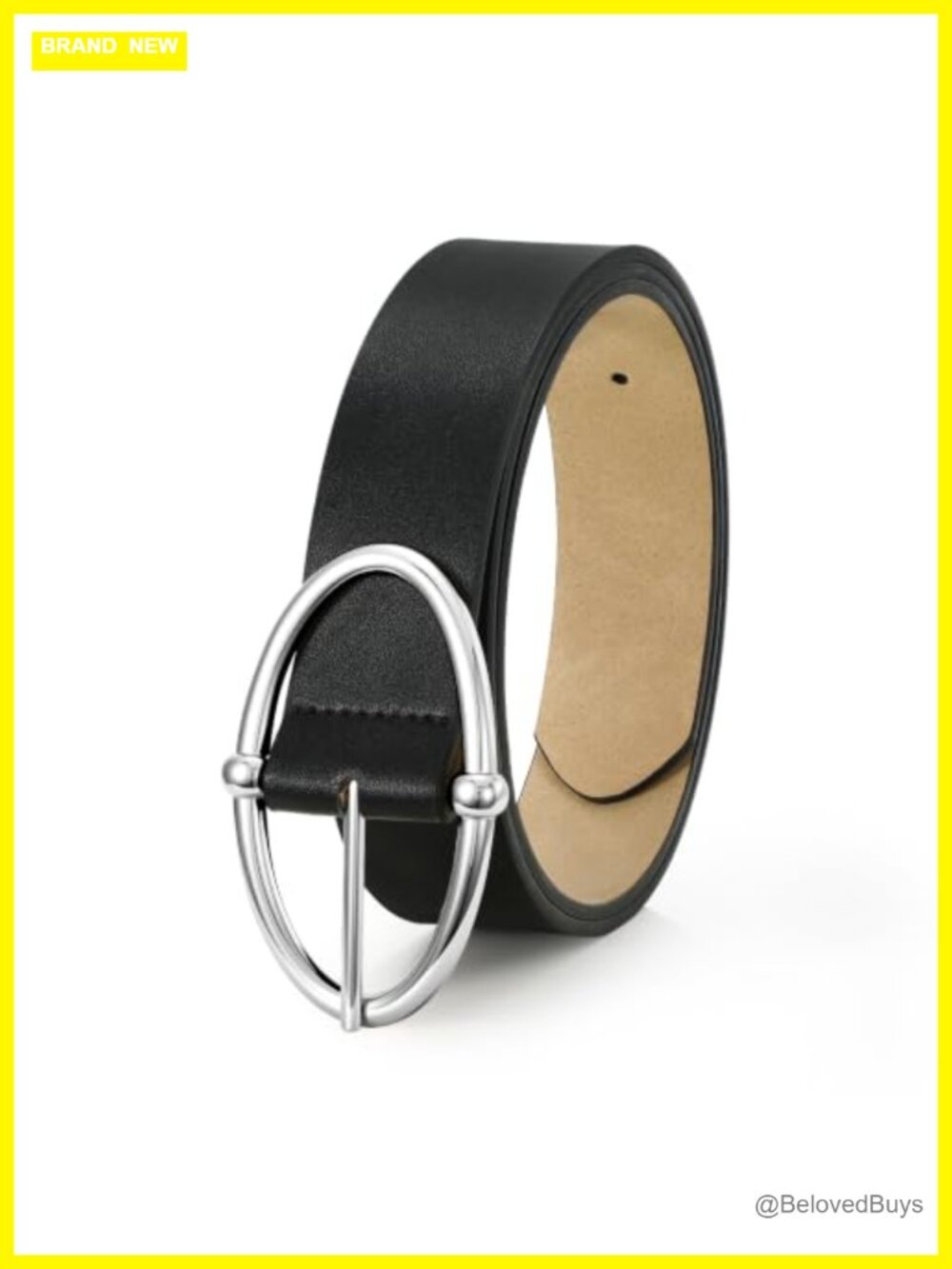 Women's Faux Leather Belt with Sleek Oval Buckle
